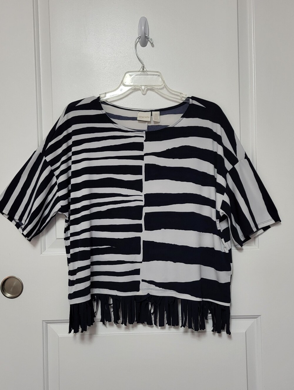Chicos Fringed Graphic Top